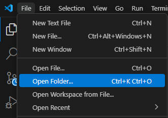 VS Code Open Folder