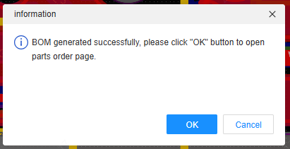 BOM generated successfully dialog